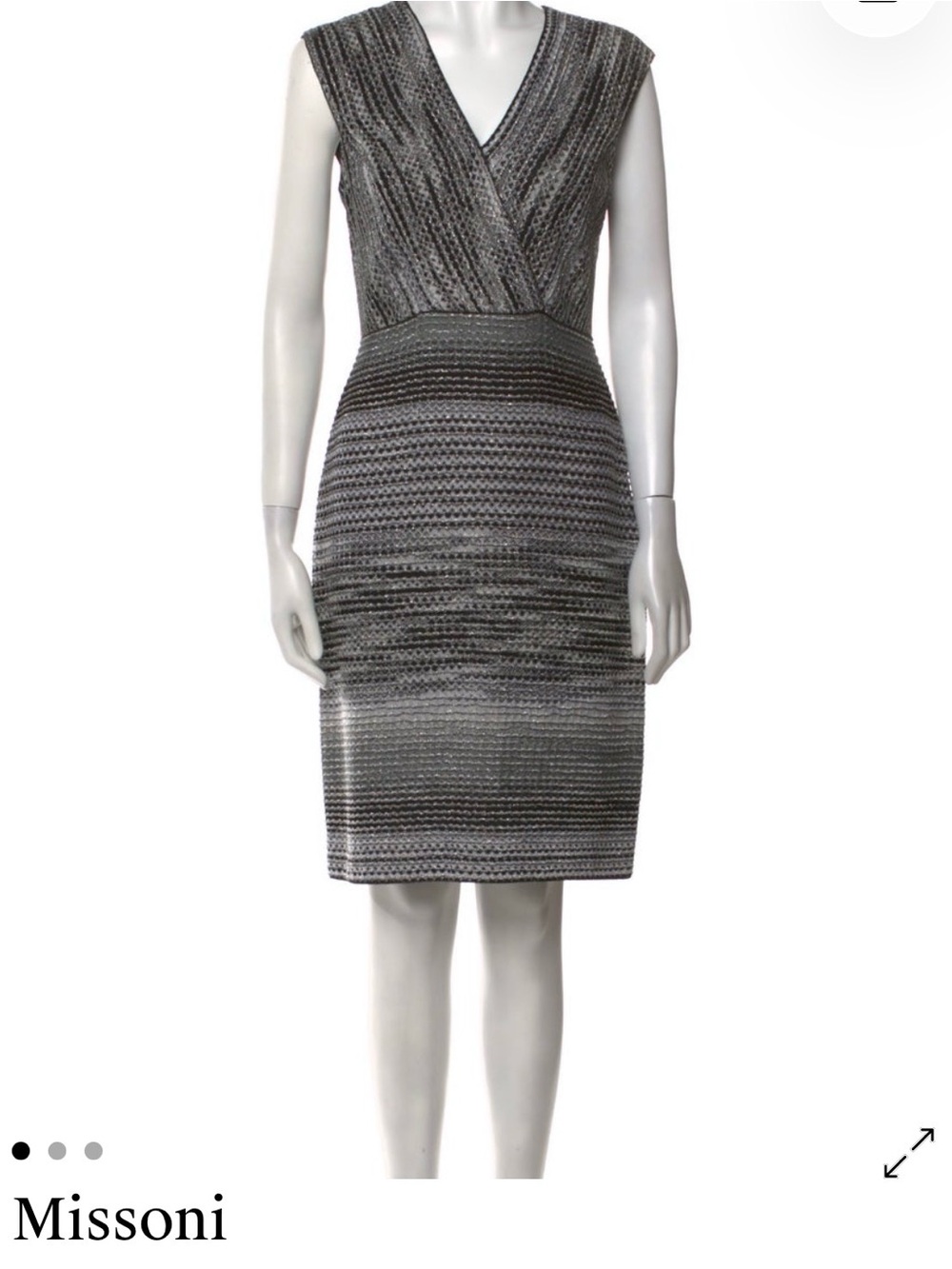 Authentic Missoni Black and Gray Knit V-Neck dress. Fully lined😍